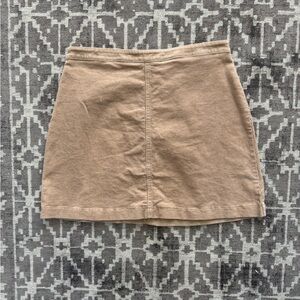 GUC L Forever 21  Corduroy Mini Skirt Slit Pockets Tan Apricot Beige